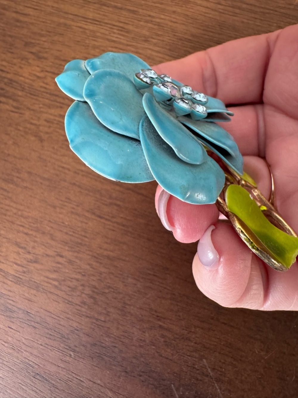 VTG Mid-Century Enamel Metal Flower Brooch - Picture 3 of 4